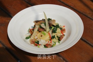 Chinese Steamed Mandarin Fish and Spring Vegetable Ribbon Noodles recipe