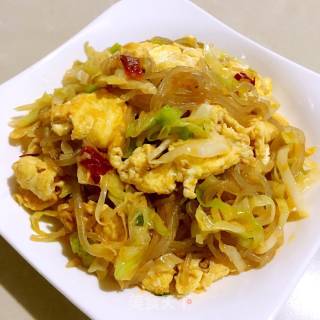 Scrambled Eggs with Cabbage and Vermicelli recipe