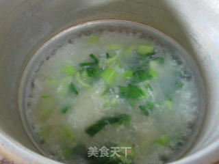 Rice Congee with Salted Duck Eggs and Vegetables recipe