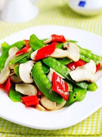 Fried Mushrooms with Snow Peas recipe