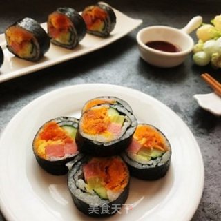 Pork Floss and Egg Yolk Sushi recipe