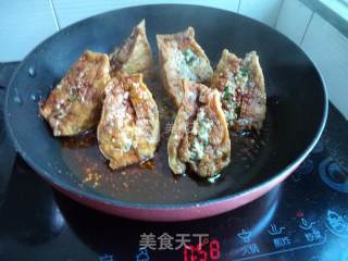 Fried Triangle Tofu Stuffed with Meat recipe