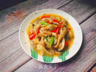 Stir-fried Oyster Mushroom with Green and Red Pepper recipe