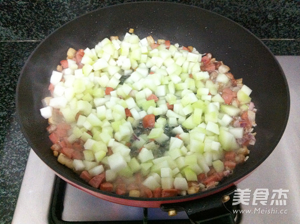 Fried Rice with Vegetable Root Pork Belly recipe