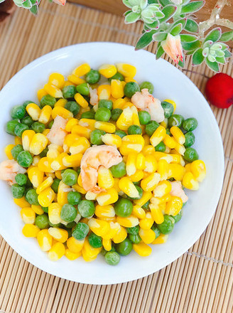 Fried Shrimp with Corn and Peas