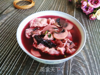 Red Amaranth, Mushroom and Egg Soup recipe