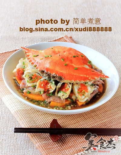 Steamed Crab with Pumpkin and Bacon recipe