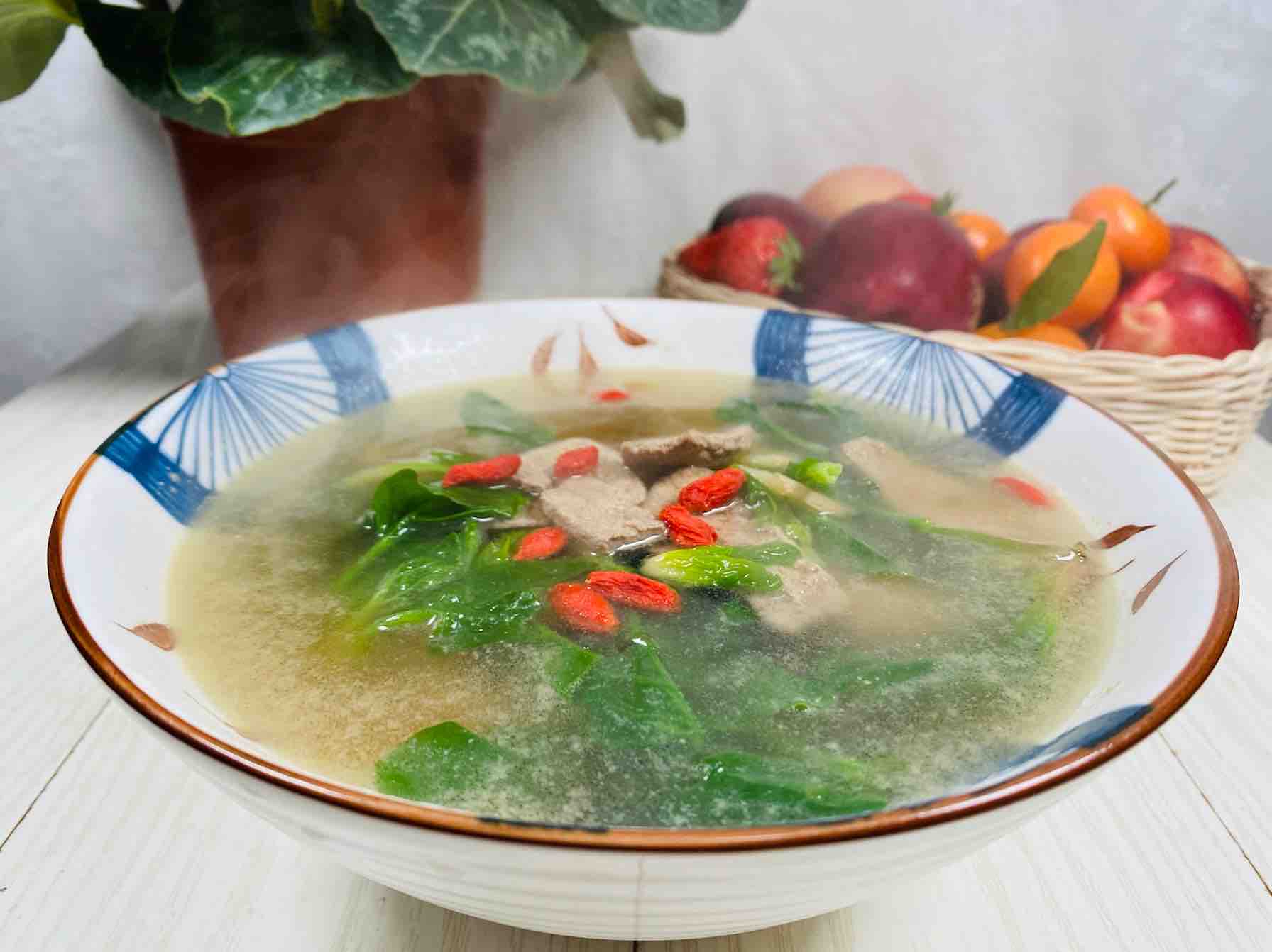 Spinach and Pork Liver Soup recipe