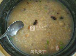 Brown Rice, Preserved Egg and Shrimp Porridge recipe