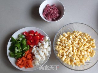 Stir-fried Diced Pork with Corn, Green and Red Pepper recipe