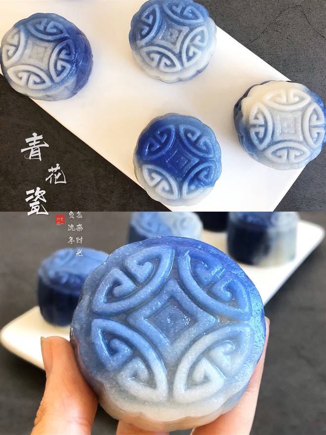 No Steaming and No Baking ㊙️easy to Learn丨super Beautiful Blue and White Porcelain Snowy Mooncakes recipe