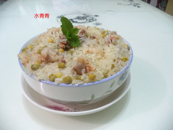 Glutinous Rice with Meat and Sweet Peas recipe