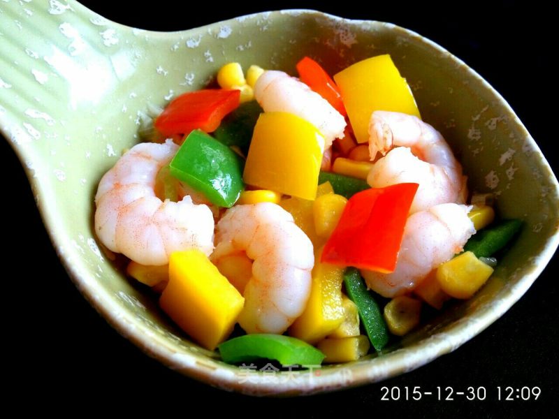Stir-fried Shrimp with Bell Pepper and Corn recipe
