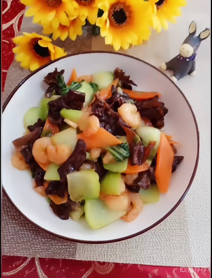 Stir-fried Shrimp with Rape recipe