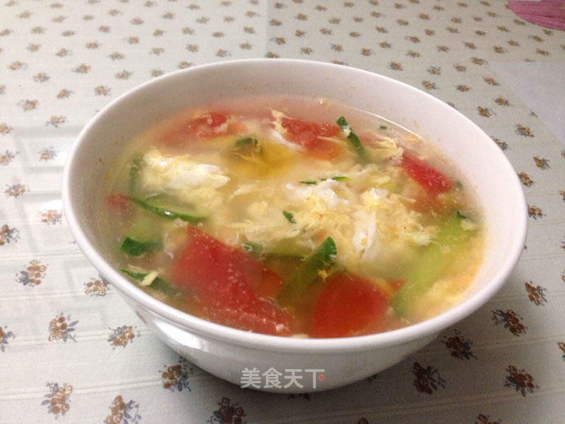 Tomato Cucumber Egg Drop Soup recipe