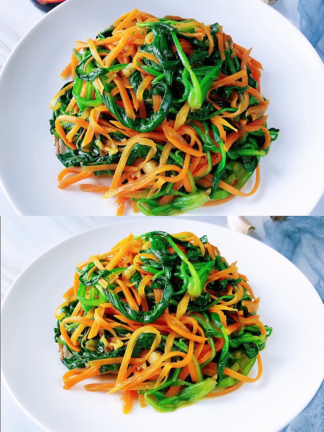 Stir-fried Spinach and Carrot Shreds recipe
