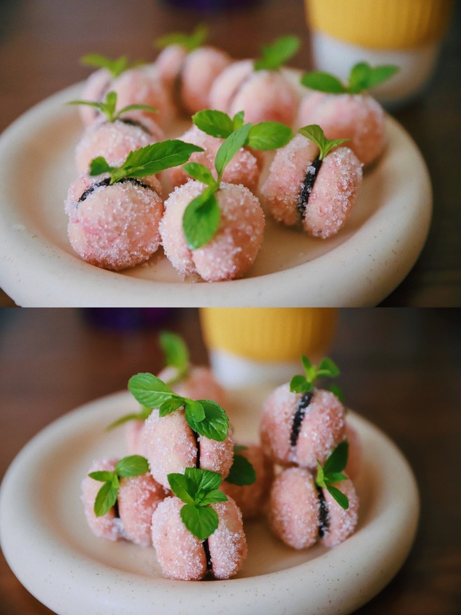 Small Fresh and Super Cute Peach 🍑 Almond Sandwich Biscuits recipe