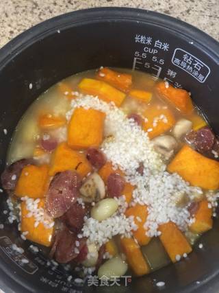 Lazy Version Pumpkin Mushroom Sausage Rice recipe