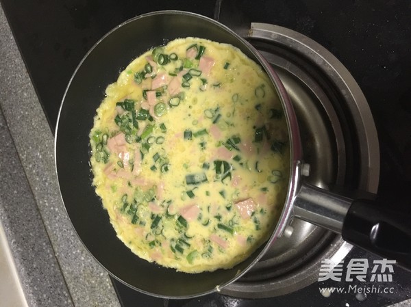 Scallion Egg Ham Sausage Breakfast Cake recipe