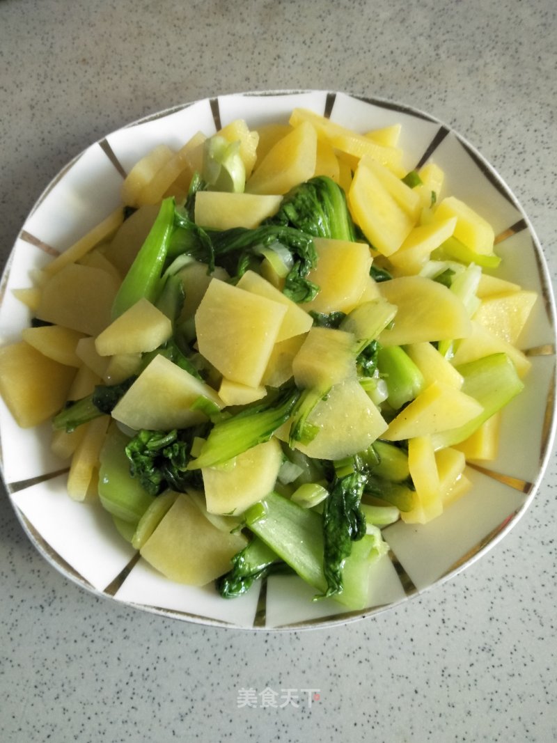 Potatoes Stir-fried Rape recipe