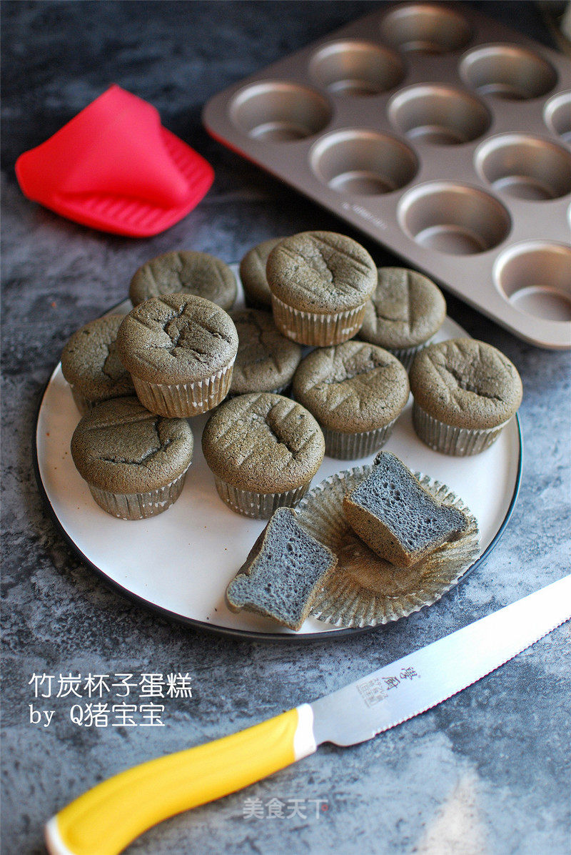 #柏翠大赛# Bamboo Charcoal Cup Cake recipe