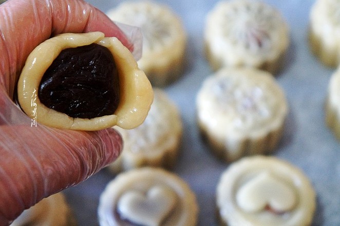 Mooncakes with Red Bean Paste and Egg Yolk Filling recipe