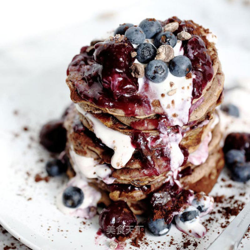 Cherry Blueberry Chocolate Pancake recipe