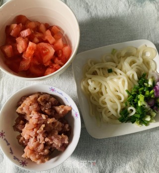 Tomato Minced Meat Mixed with Udon recipe