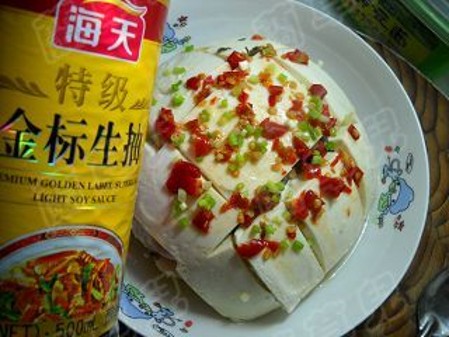 Steamed Fish Tofu with Pickled Vegetables recipe