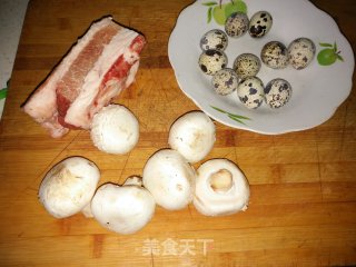 Pork with Quail Egg and Mushroom recipe