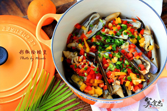Braised Razor Clam with Colored Pepper recipe