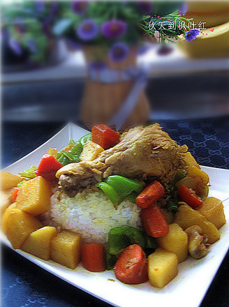Unstoppable Delicacy-curry Chicken Thigh Topped with Rice