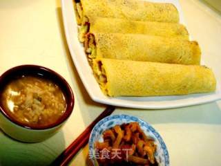 Shandong Characteristic Farmhouse Rice "pancake Rolls with Green Onions" recipe