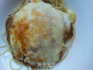 Baked Spaghetti with Cheese and Meat Sauce recipe