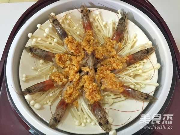 Enoki Mushroom Garlic Open Back Shrimp recipe