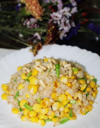 Corn Fried Rice with Pine Nuts recipe