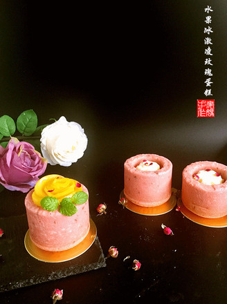 Fruit Ice Cream Rose Cake