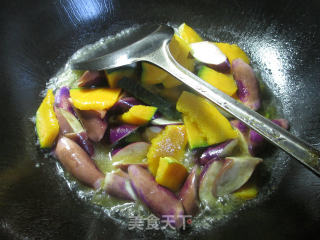 Fried Japanese Pumpkin with Eggplant recipe