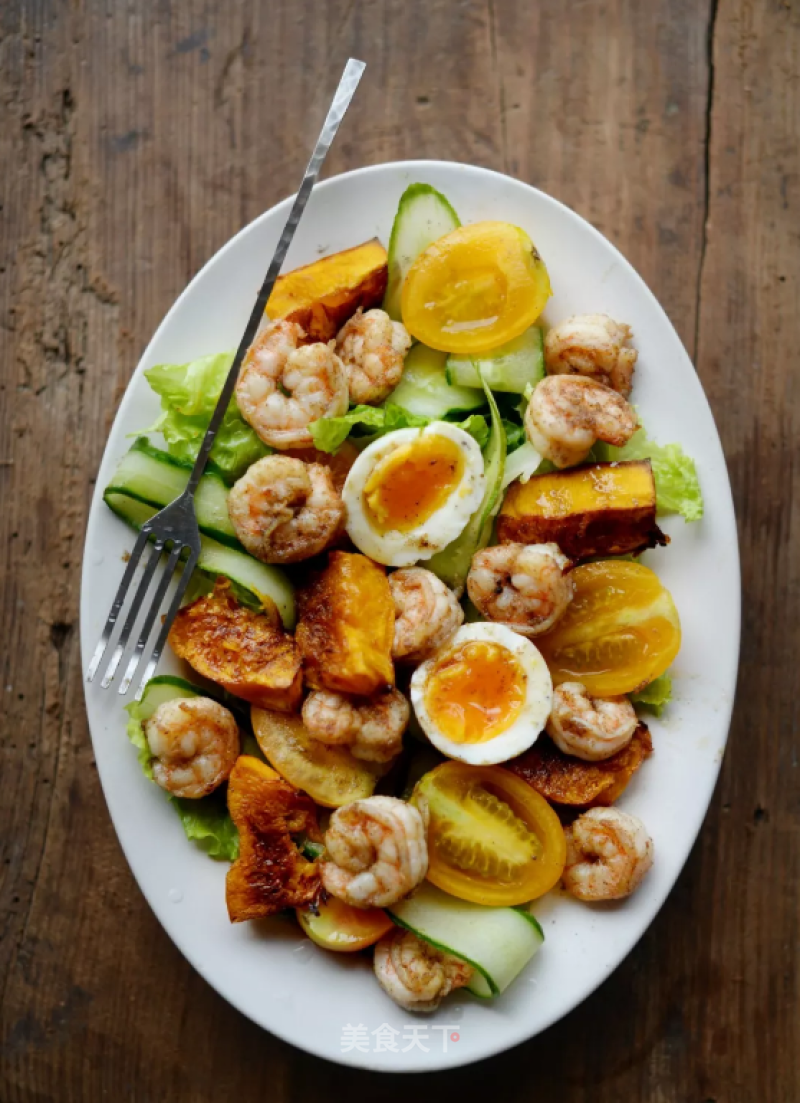 Sageya Recipe for Weight Loss-shrimp Roasted Pumpkin and Vegetable Salad