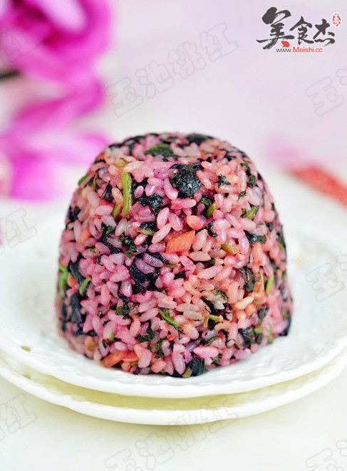 Purple Amaranth and Garlic Fried Rice recipe