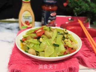 Stir-fried Pork Belly with Lettuce recipe