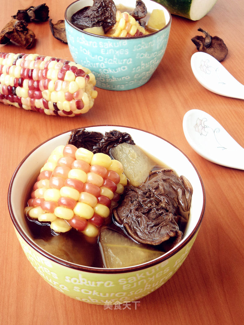 Hazel Mushroom, Corn, Winter Melon Soup