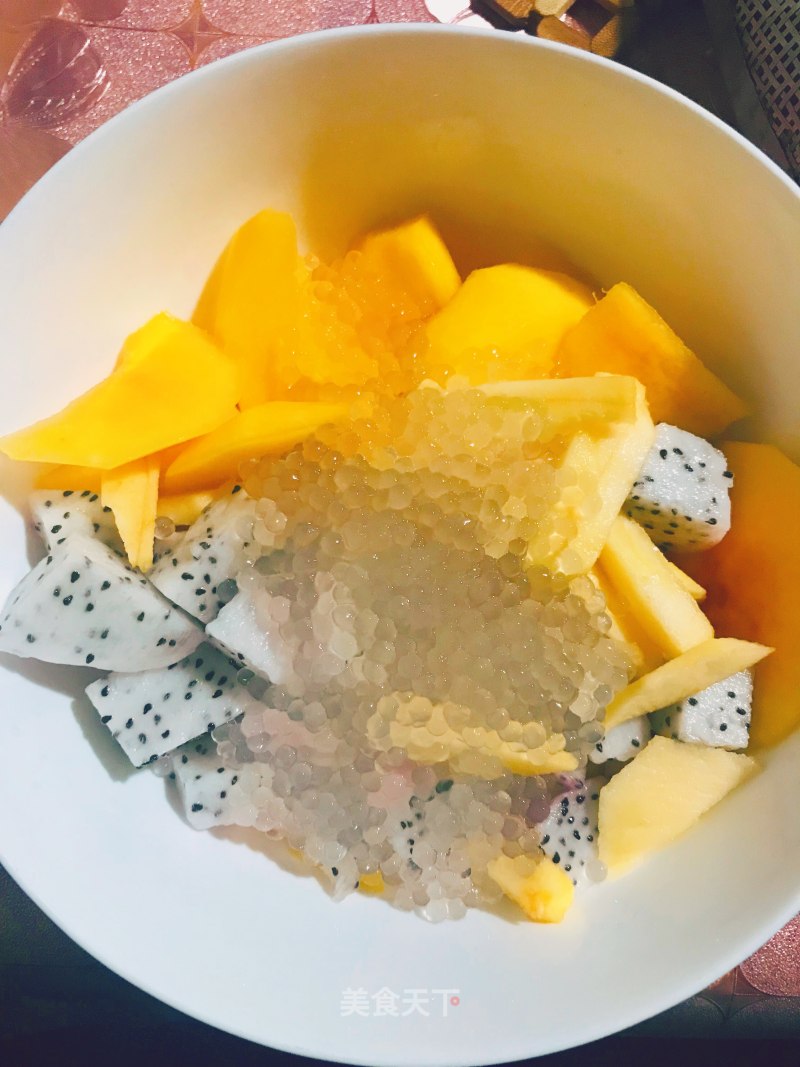 Yogurt Sago Sauce with Fruits recipe
