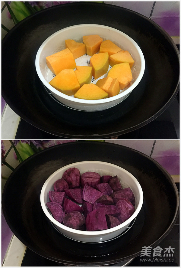 Pumpkin, Purple Potato and Black Sesame Cake recipe