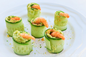 Cucumber Guacamole Rolled Shrimp recipe