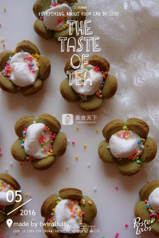 #aca烤明星大赛# Matcha Flower Biscuits recipe