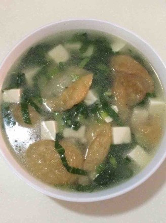 Oily Gluten Green Vegetable Tofu Soup