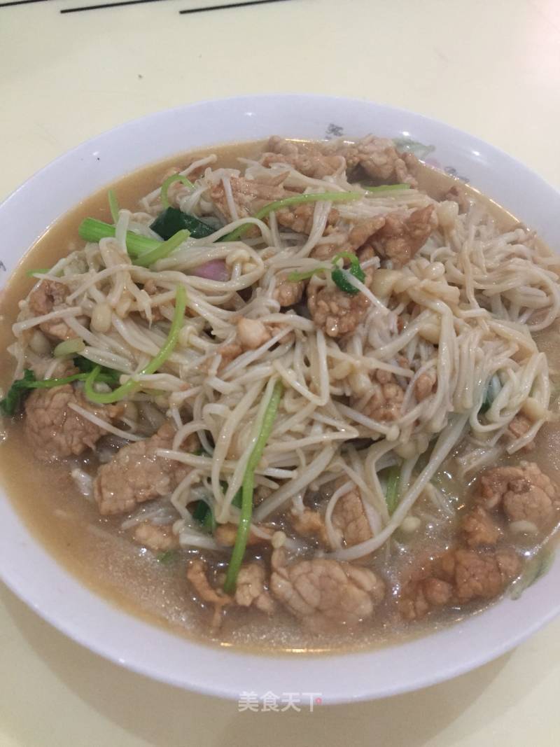 Fried Pork with Enoki Mushroom recipe