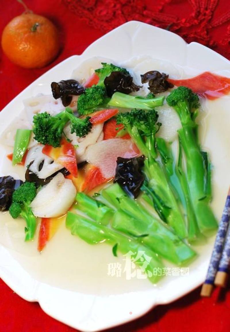 [new Year Dishes Sharing 1]·lotus Pond Suying——[seasonal Vegetables Soaked in Abalone Sauce] recipe