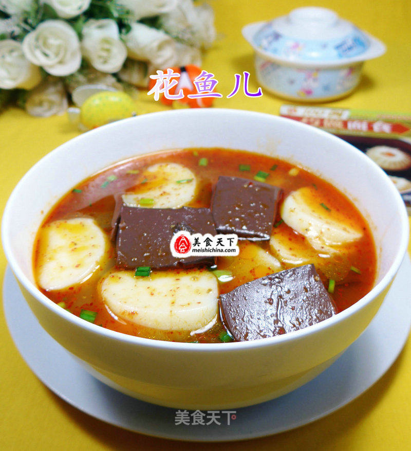 Duck Blood Rice Cake Soup recipe